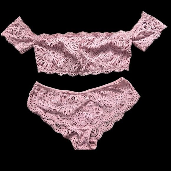 Victoria's Secret Other - Victoria’s Secret set Dream Angels Crop Top bralette & Cheeky panty pink Large